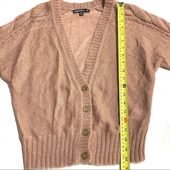 New Banana Republic Peach Lightweight Cable Knit Cardigan Sweater Sz Small - Picture 12 of 14